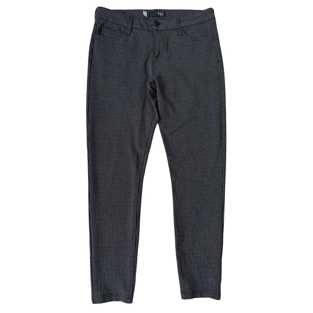 Kut from the Kloth Donna Ankle Skinny Pants‎ Black Grey Houndstooth 8 Stretch